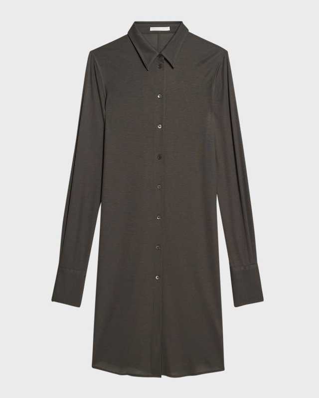 Ribbed Button-Front Dress