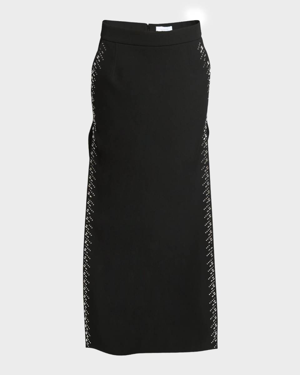 Jupe Crystal Side-Slit Midi Skirt