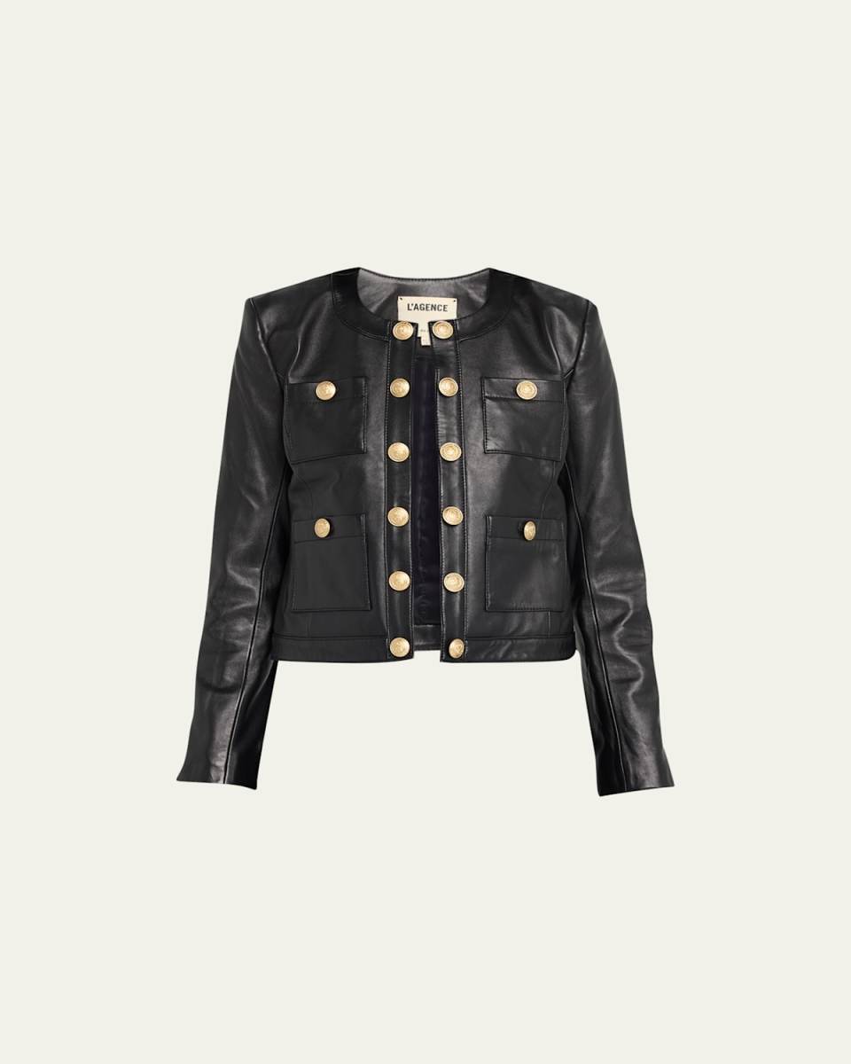 Jayde Collarless Leather Jacket