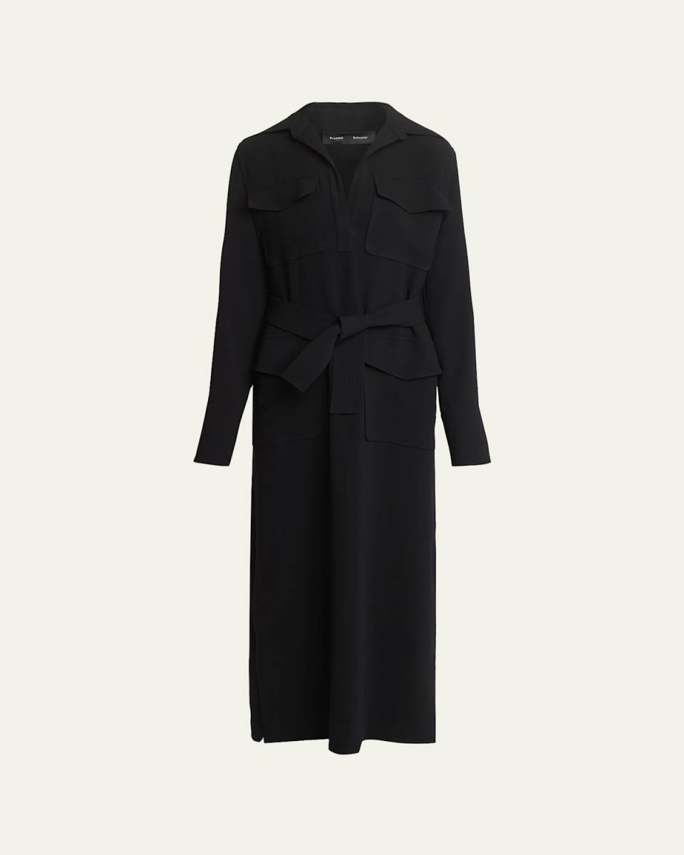 Vanessa Jonny Collar Self-Tie Crepe Dress