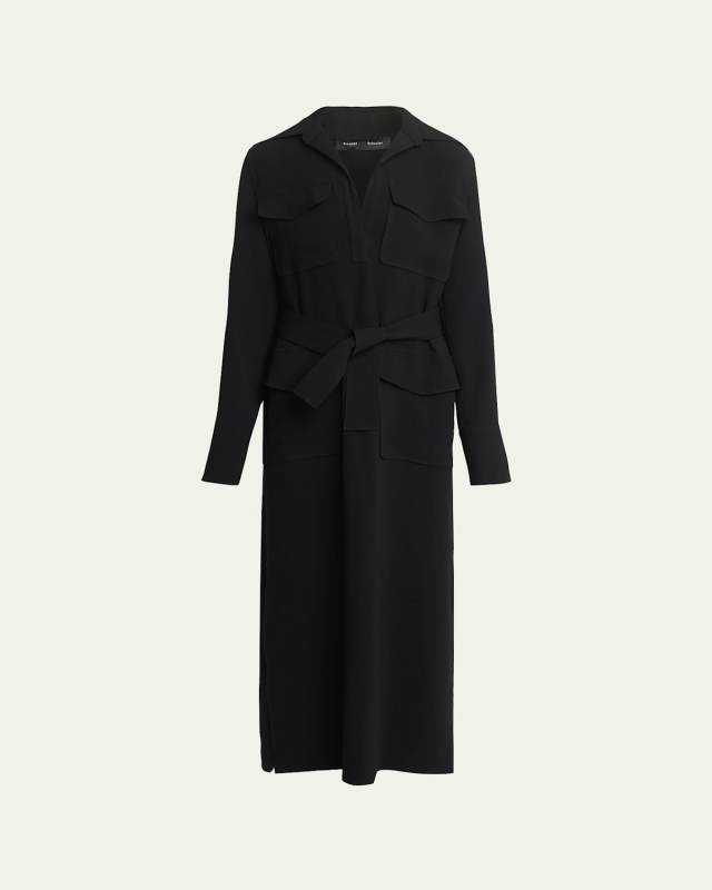 Vanessa Jonny Collar Self-Tie Crepe Dress