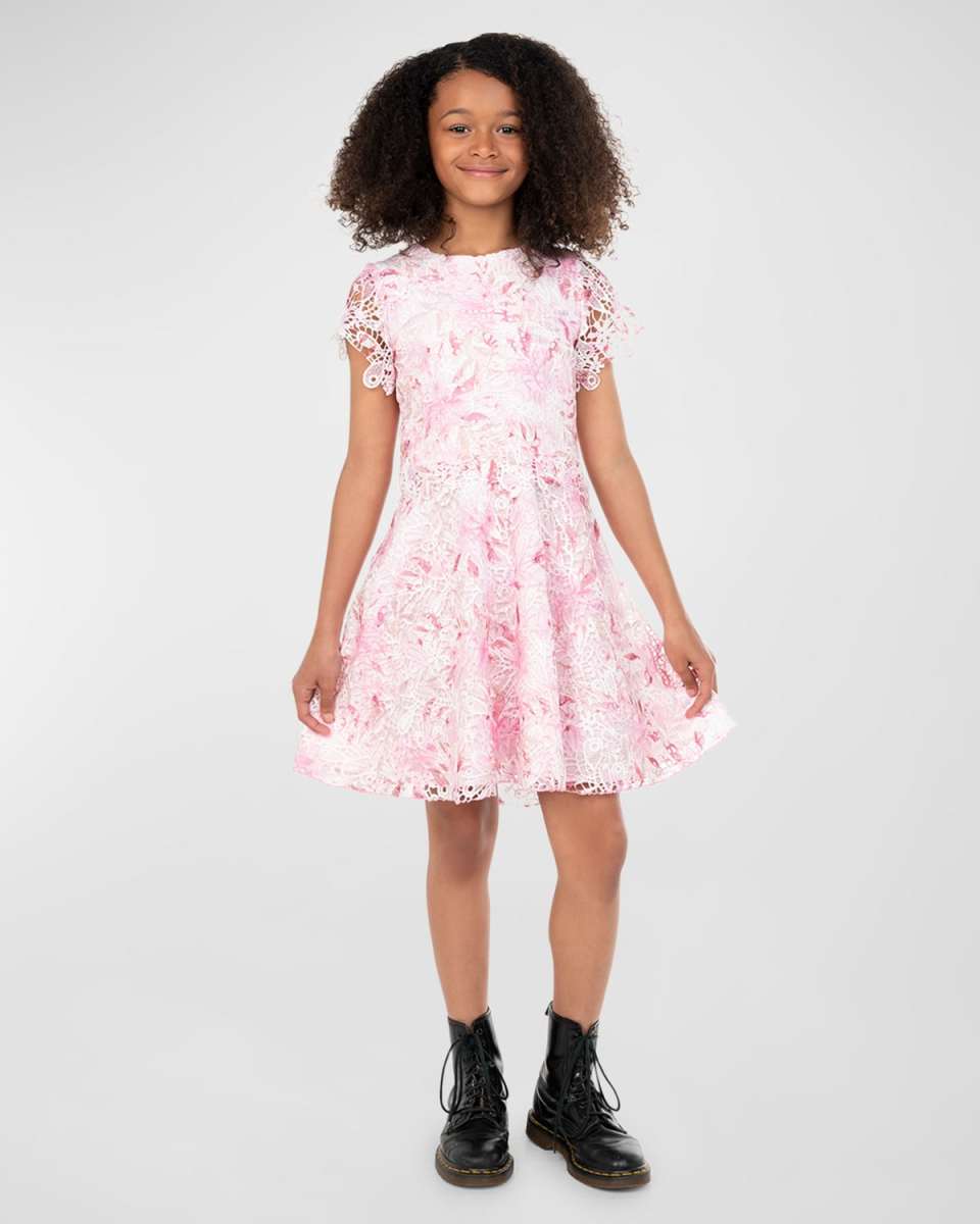 Girl's Diana Floral Crotched Dress, Size 7-