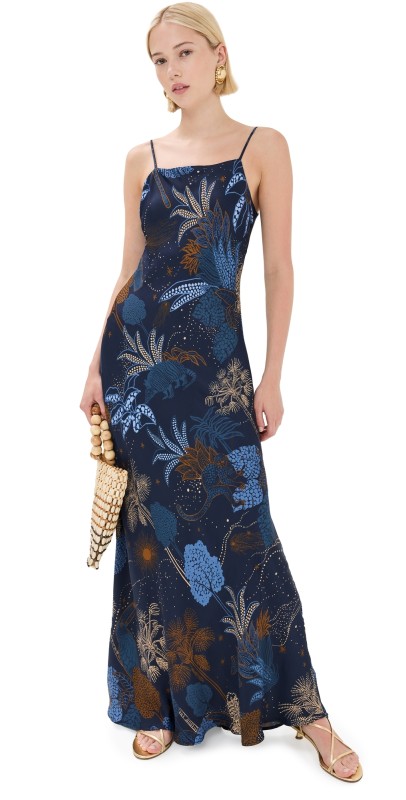 FARM Rio Night Jungle Navy Blue Slip Dress Night Jungle Navy Blue
