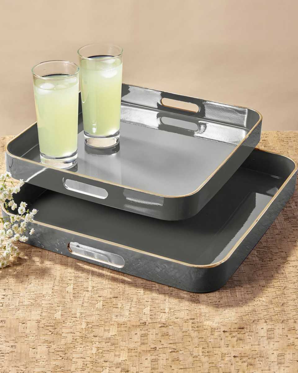 Turquoise Square Trays, Set of 2