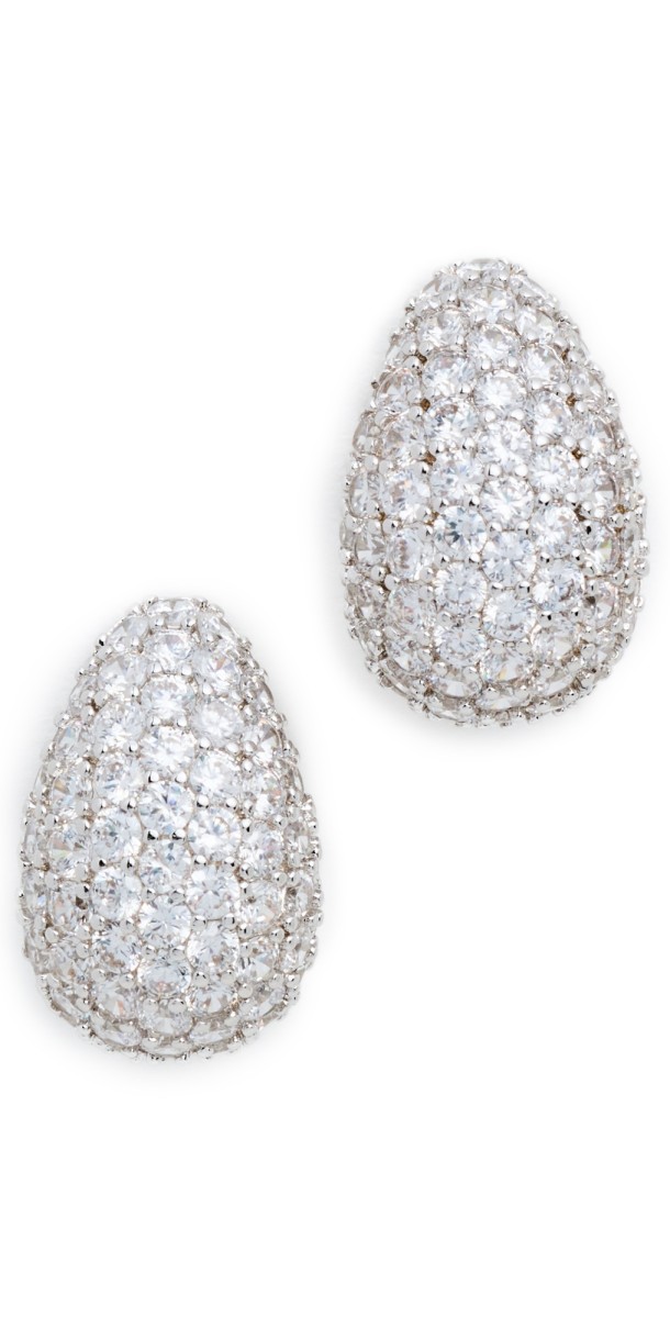 By Adina Eden Pave Graduated Teardrop Stud Earrings Silver