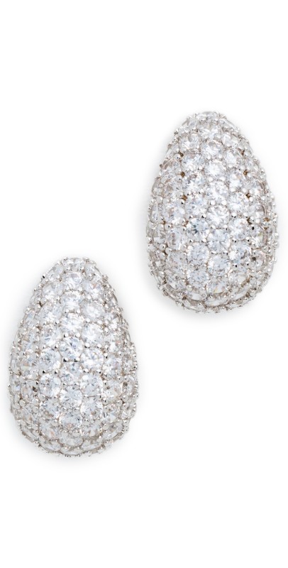 By Adina Eden Pave Graduated Teardrop Stud Earrings Silver