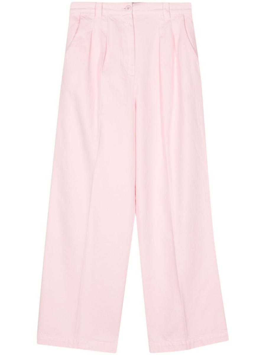 pleated straight trousers