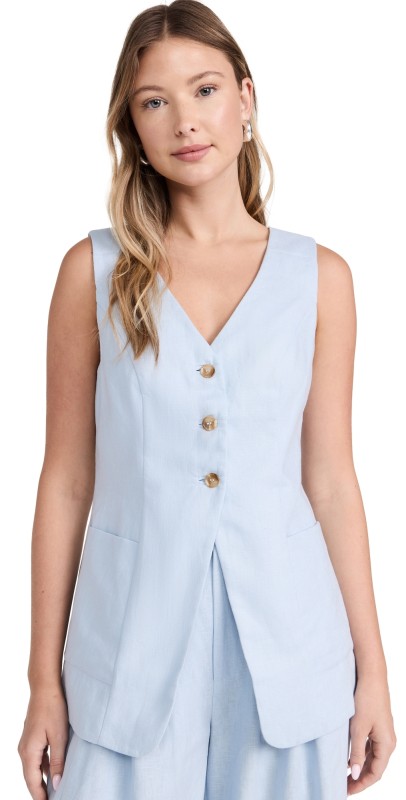 POSSE Lorenzo Tailored Vest Silver Blue
