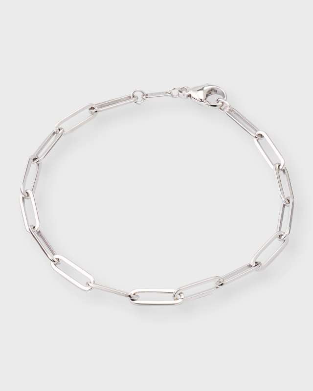 18k White Gold Paper Clip Link Bracelet
