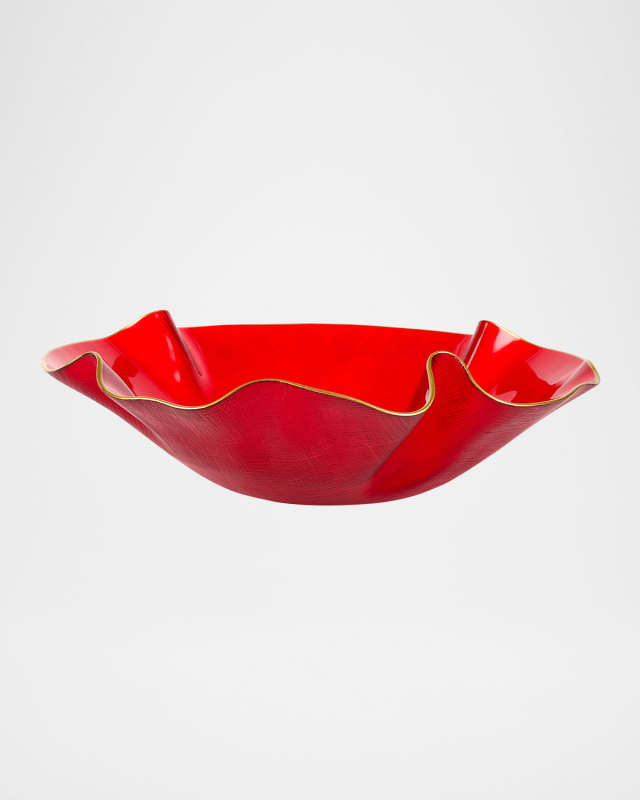 Holiday Glass Medium Ruffled Bowl