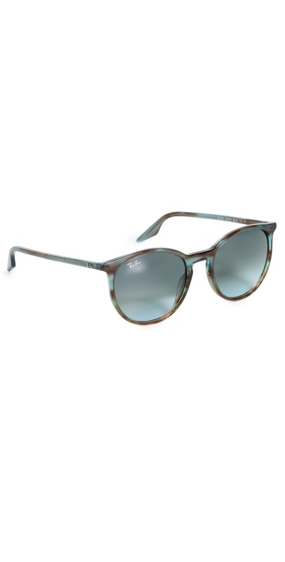 Ray-Ban 0RB2204 Round Sunglasses Striped Blue Gradient Green