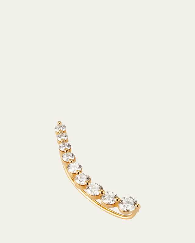 18k Gold Graduated Floating Diamond Earring, Single, Right
