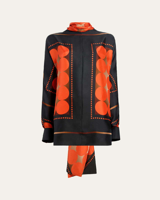 Bex Printed Scarf-Neck Top