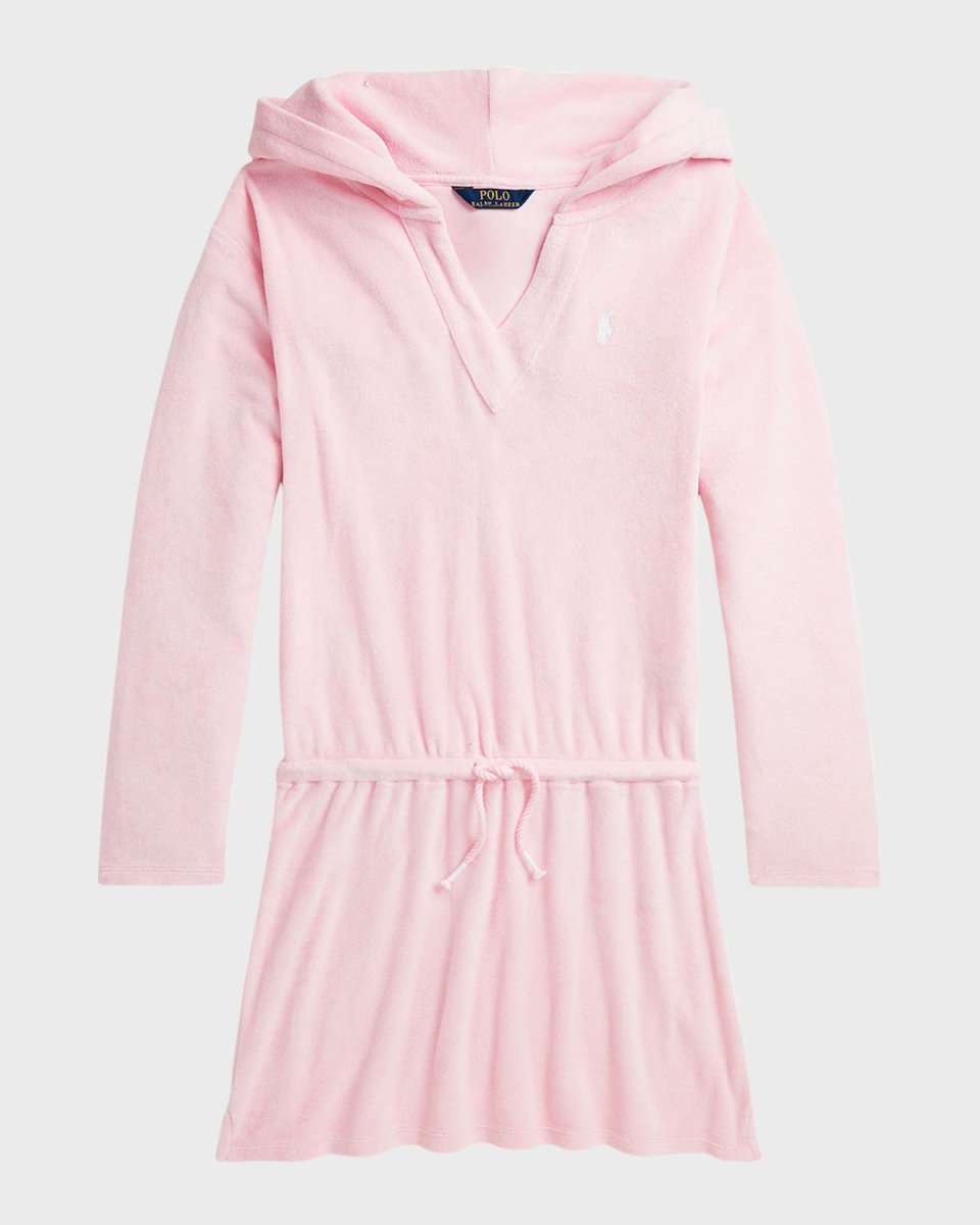 Girl's Solid Terry Cloth Hooded Coverup, Size S-