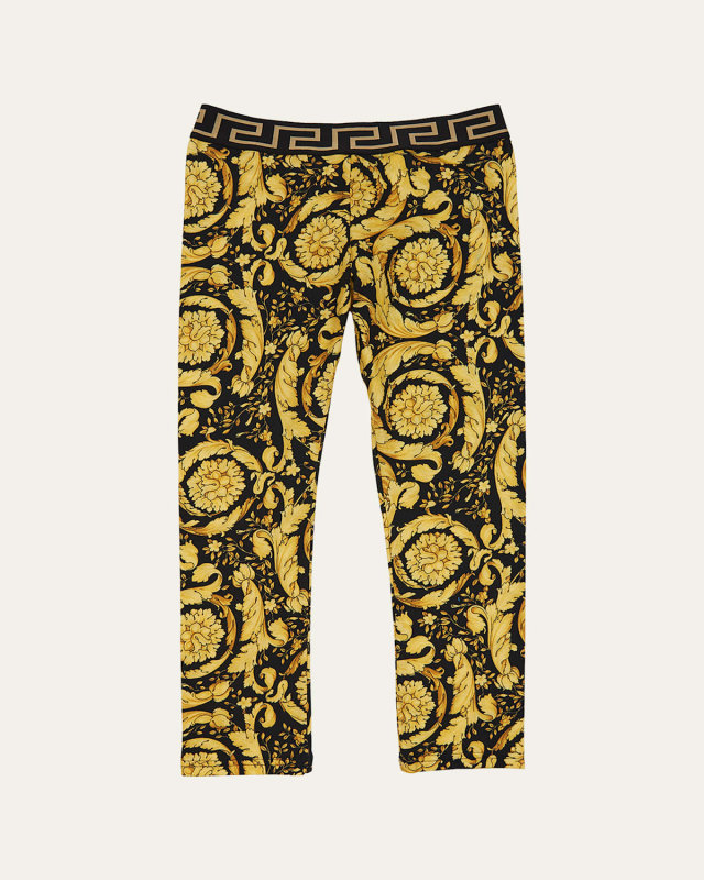 Girl's Barocco & Greca-Print Leggings, Size 8-14