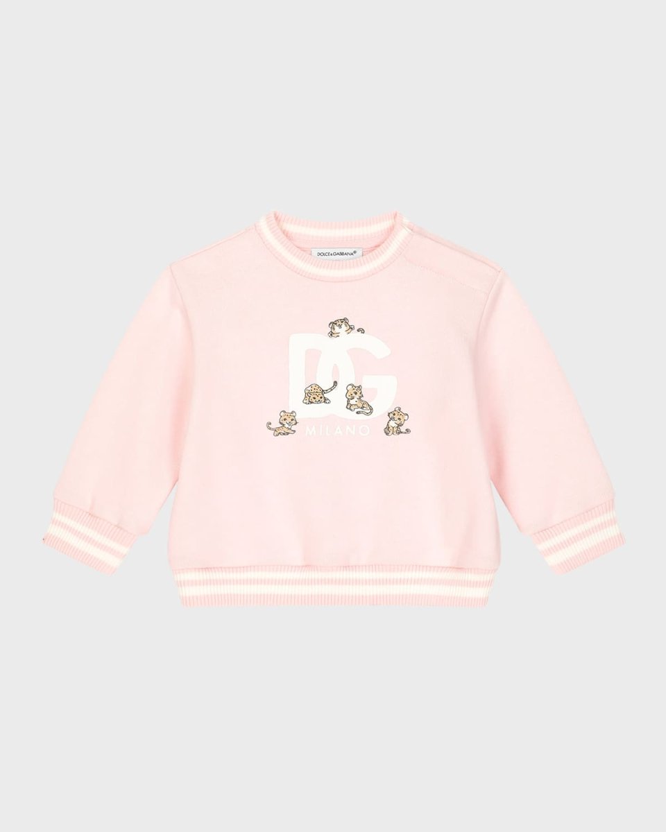 Girl's Leopard Graphic Interlocked Logo-Print Sweatshirt, Size 6M-30