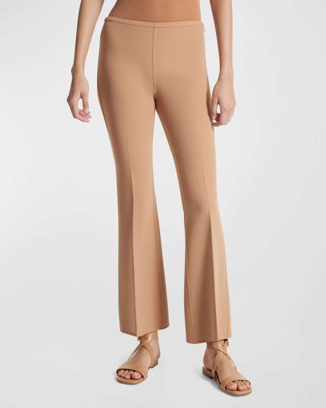 Barathea Mid-Rise Flared Crop Crepe Pants