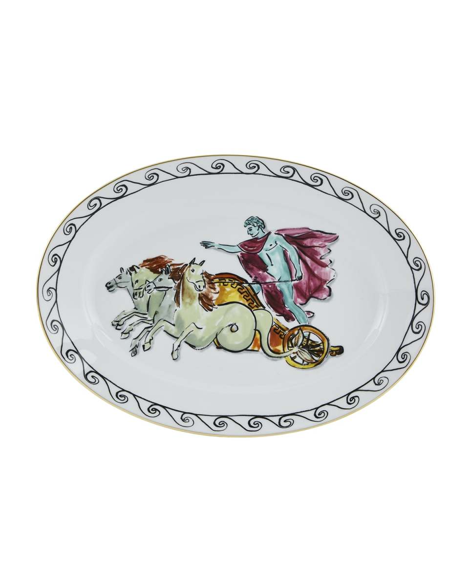 Il Viaggio di Nettuno Oval Platter, White