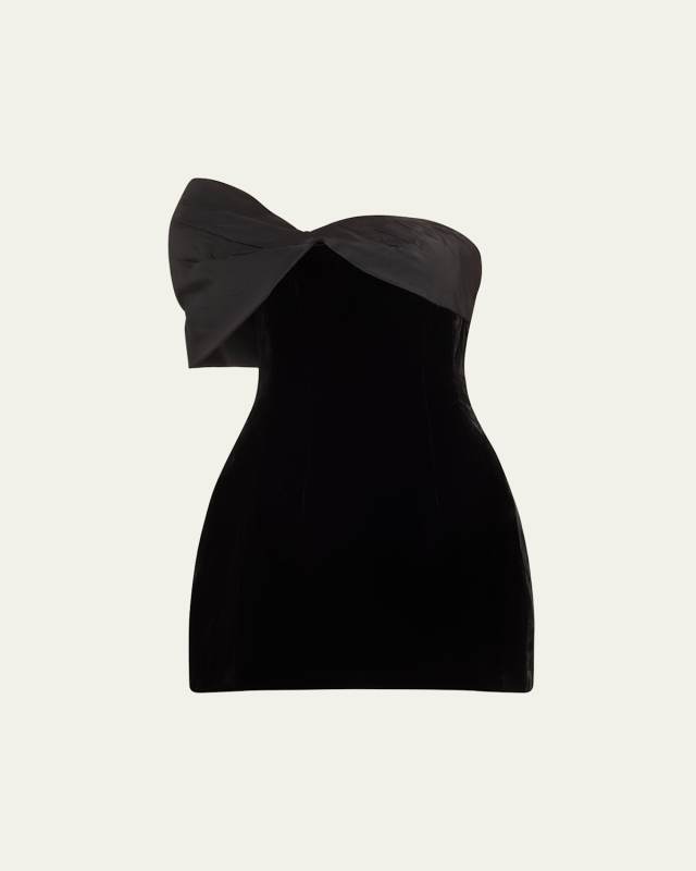 Asymmetric Off-the-Shoulder Velvet Mini Dress