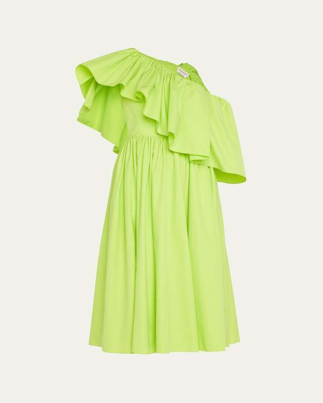 One Shoulder Ruffle Midi Dress