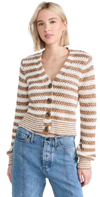 Veronica Beard Artura Cardigan Brown Multi