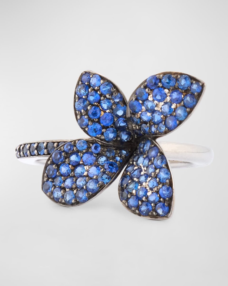 Giardini Segreti 18K White Gold Sapphire Flower Ring