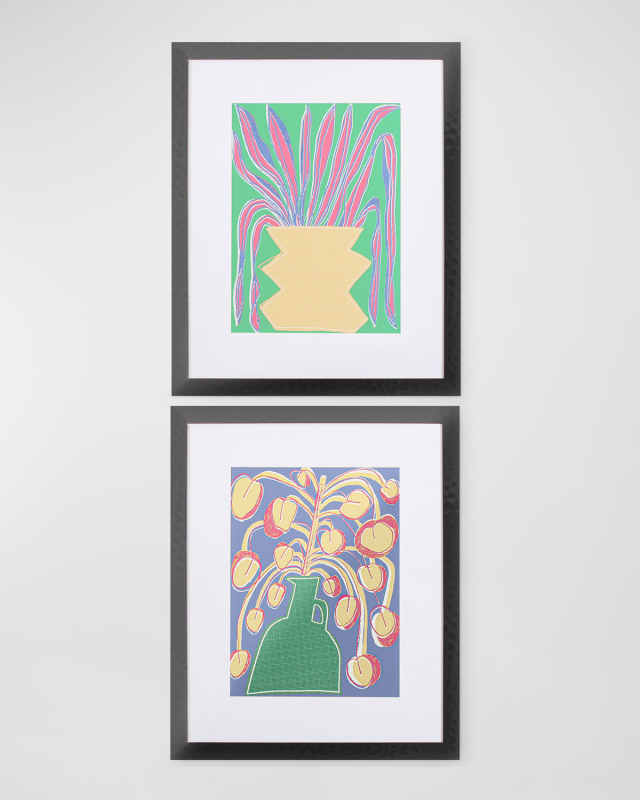 "Folk Floral B" Art Prints, Set of 2