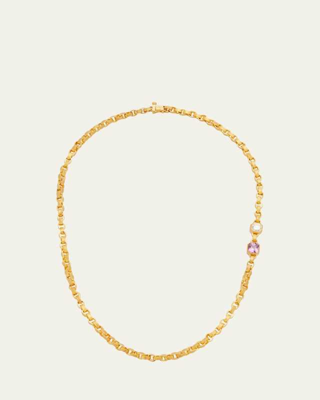 Pink Sapphire and Diamond Signature Chain
