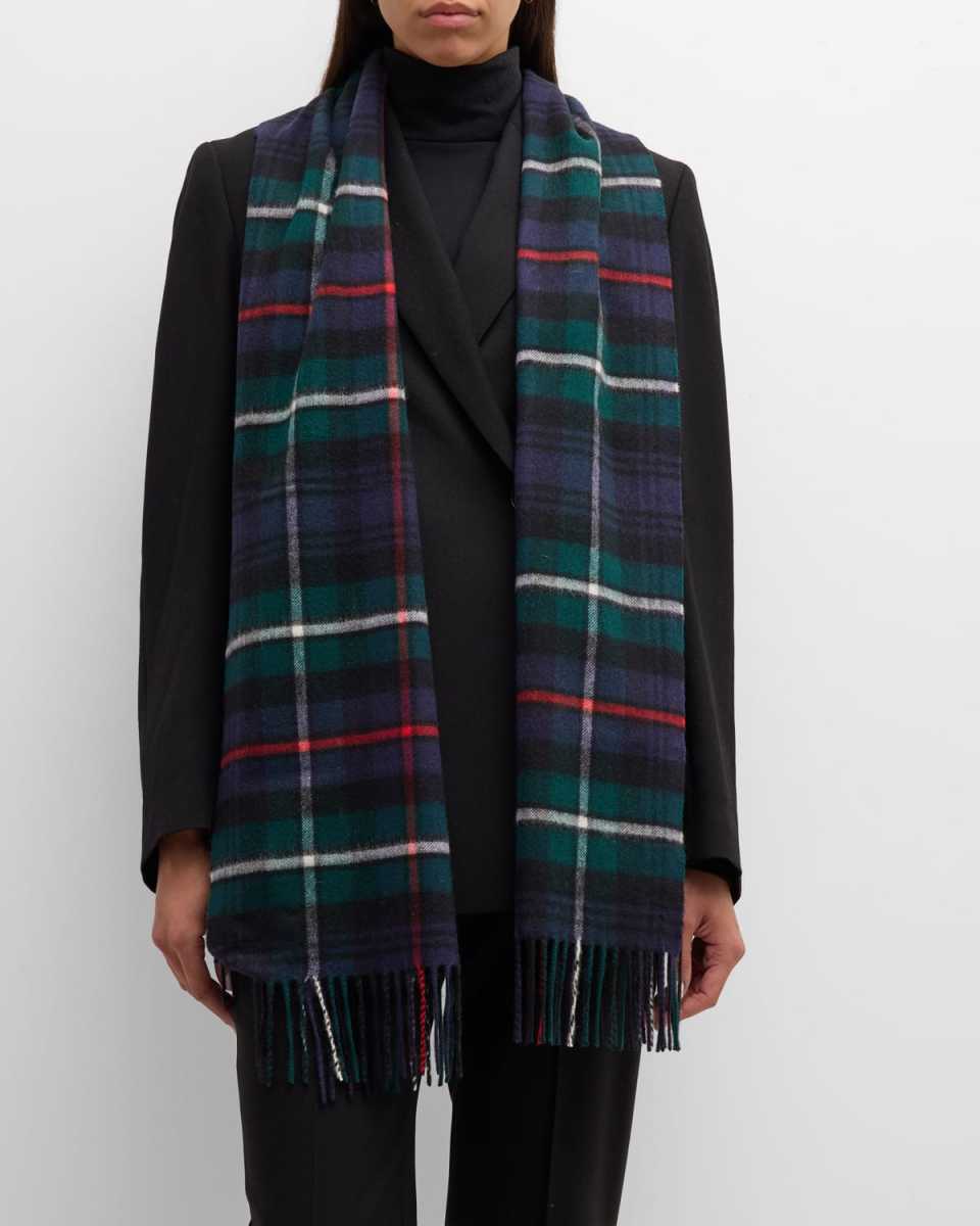 Multicolor Tartan Wide Cashmere Scarf