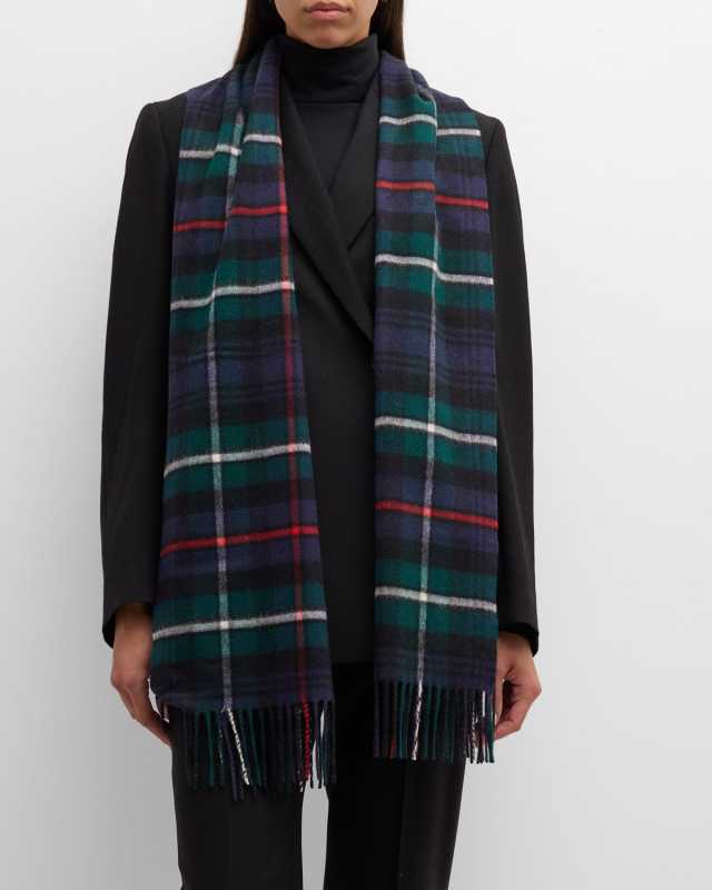 Multicolor Tartan Wide Cashmere Scarf