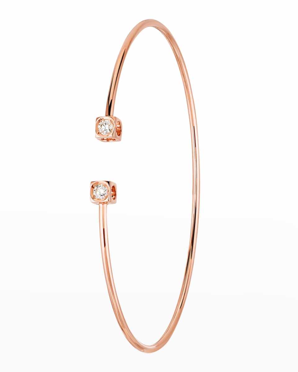 Pink Gold Le Cube Small Diamond Accent Cuff Bracelet
