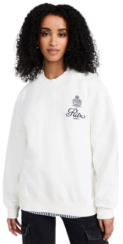 FRAME FRAME x Ritz Paris Unisex Privacy Please Crew Neck Sweatshirt White