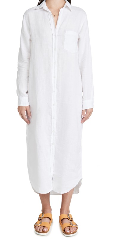 Frank & Eileen Rory Woven Long Dress White Lived In Linen