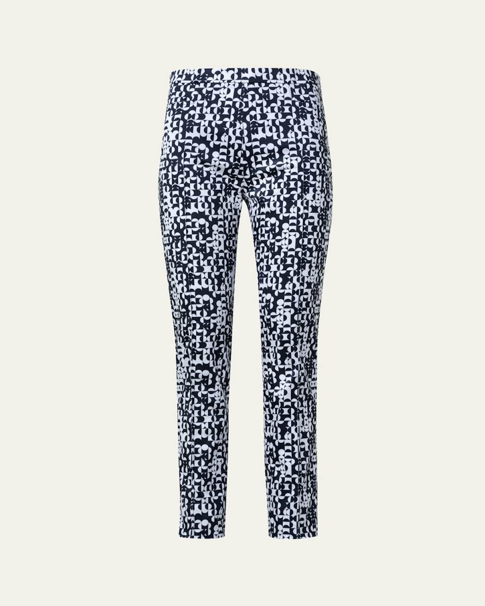 Franca Circle Grid-Print Straight-Leg Ankle Denim Pants