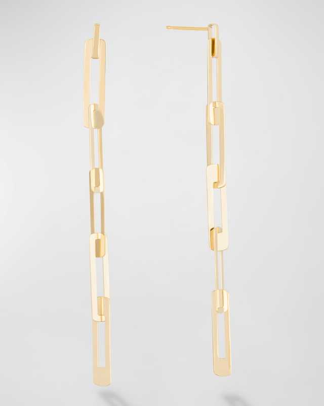 Laser Open Interlocking Rectangle Linear Earrings