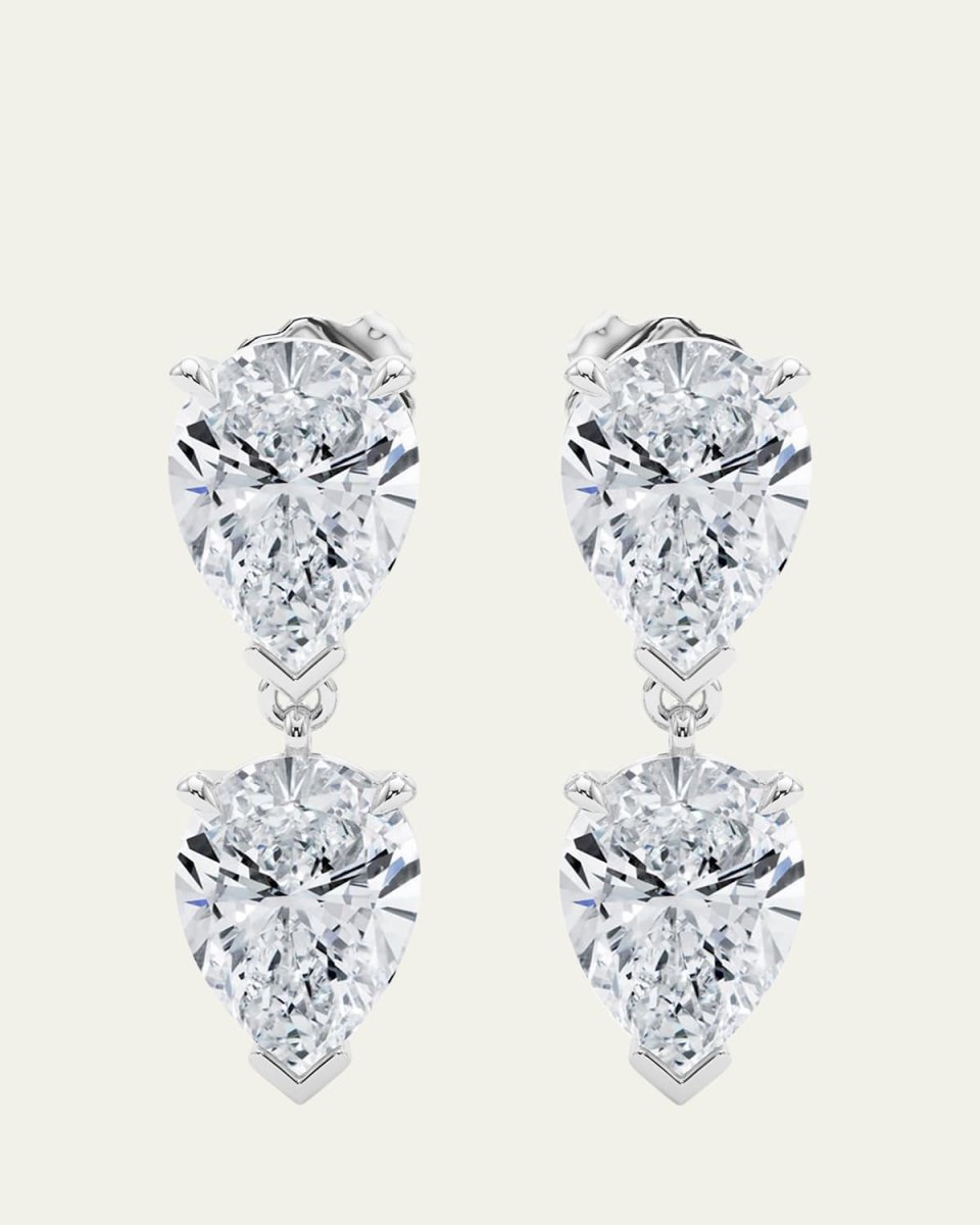 18K Pear Lab Grown Diamond Twin Earrings