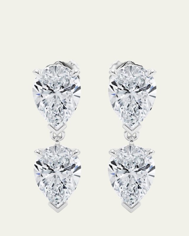 18K Pear Lab Grown Diamond Twin Earrings