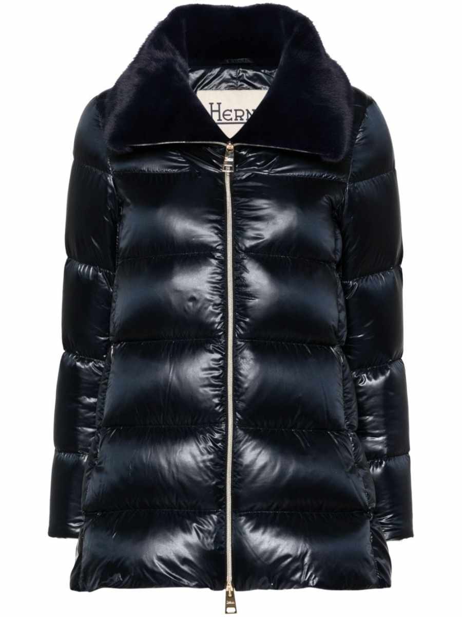 faux-fur collar down coat