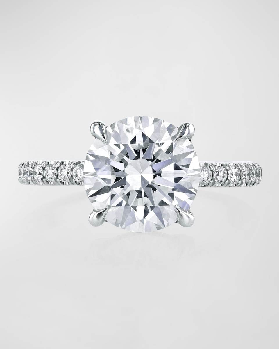 Platinum Round Diamond Ring, 3.53tcw (Size 6.5)