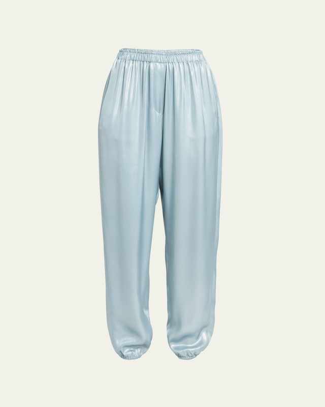 Laminated Viscose Satin Jogger Pants