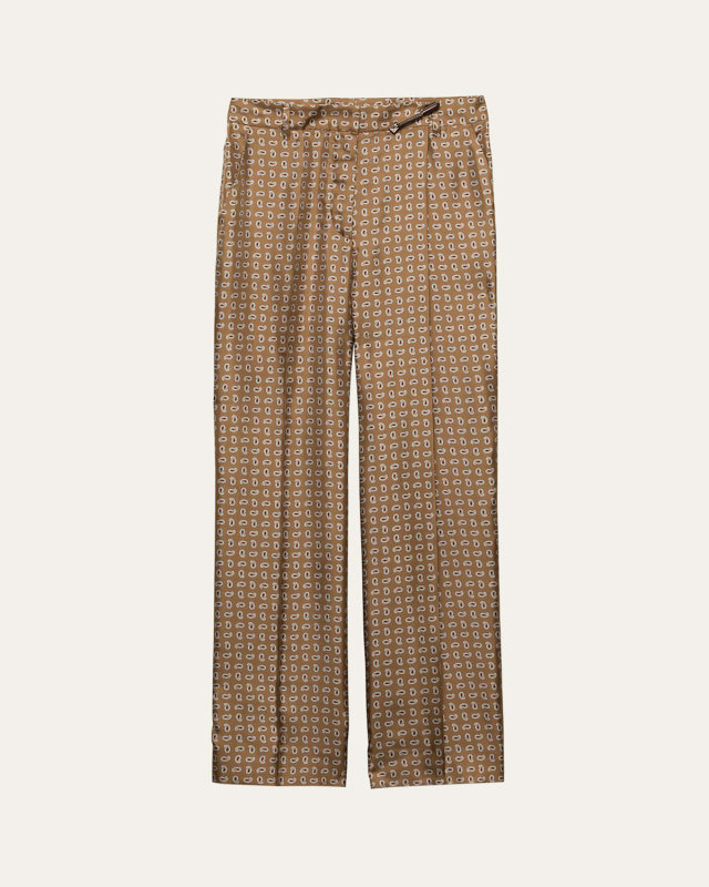 Paisley Wide Leg Silk Twill Pants