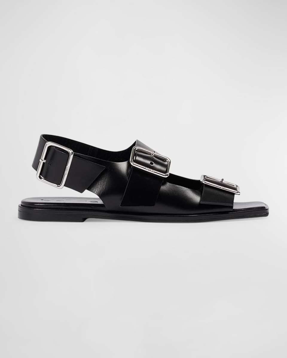 Thekla Leather Dual Buckle Slingback Sandals