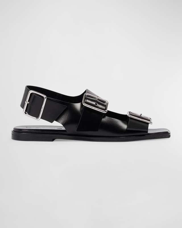 Thekla Leather Dual Buckle Slingback Sandals