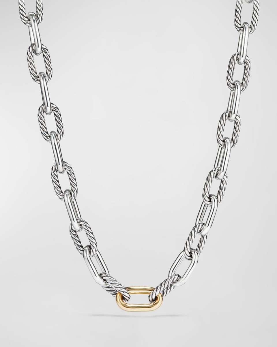 DY Madison Chain Necklace in Silver with 18K Gold, 13.5mm