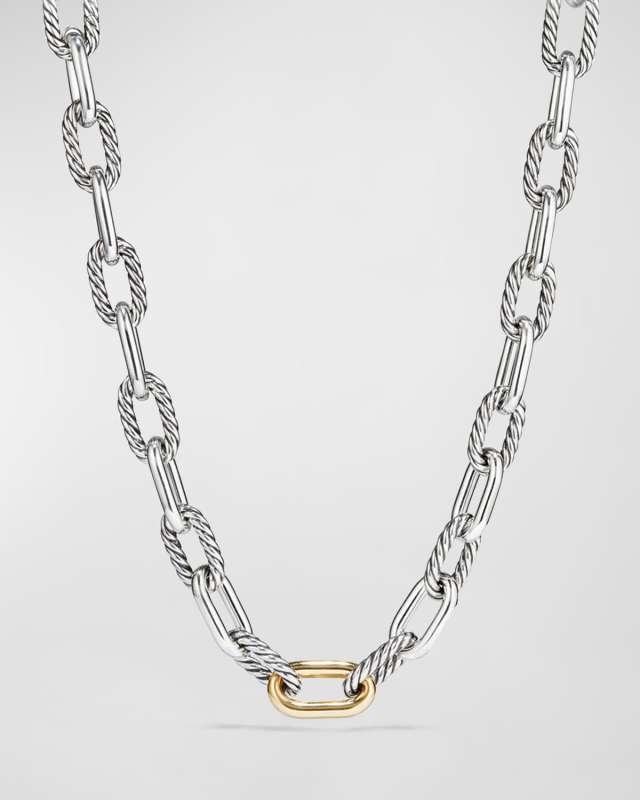 DY Madison Chain Necklace in Silver with 18K Gold, 13.5mm