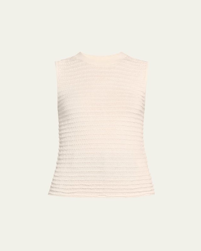 Smocked Sleeveless Crewneck Top