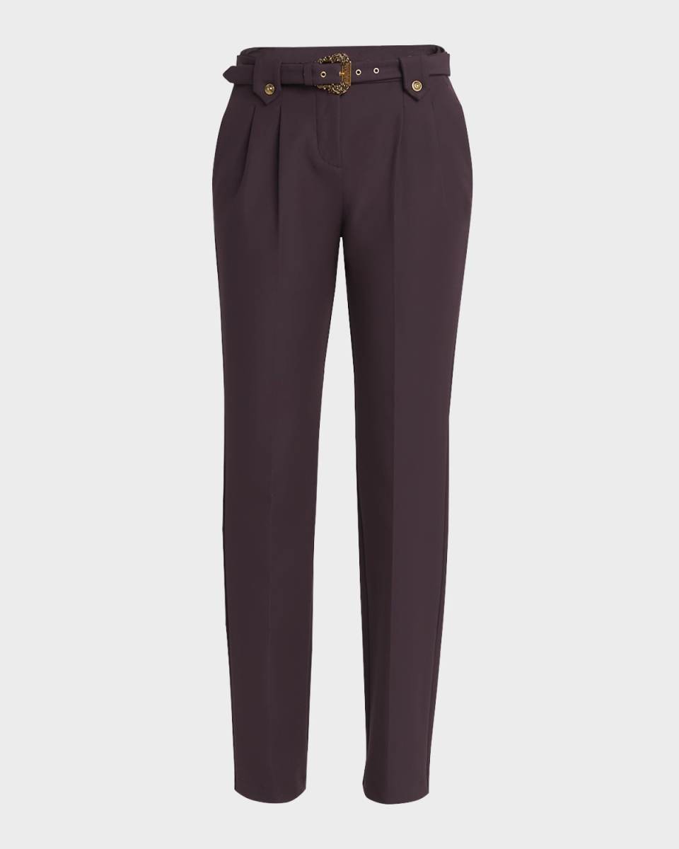 Belted Straight-Leg Pants