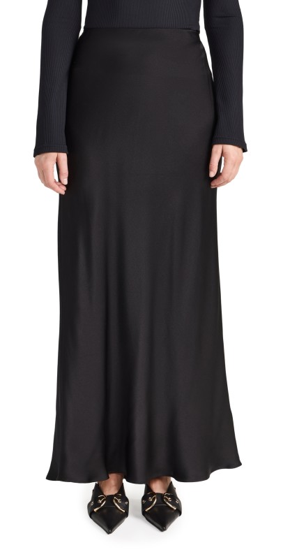 ANINE BING Bar Silk Maxi Skirt Black