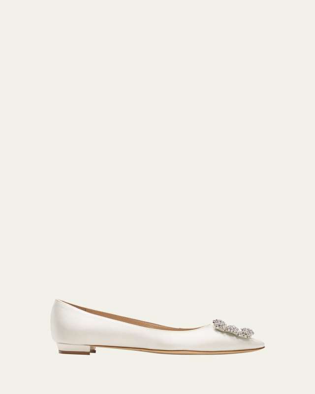 Hangisi Satin Buckle Ballerina Flats
