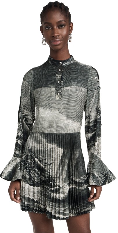 Thebe Magugu Cave Drawn Nylon Mini Dressilver
